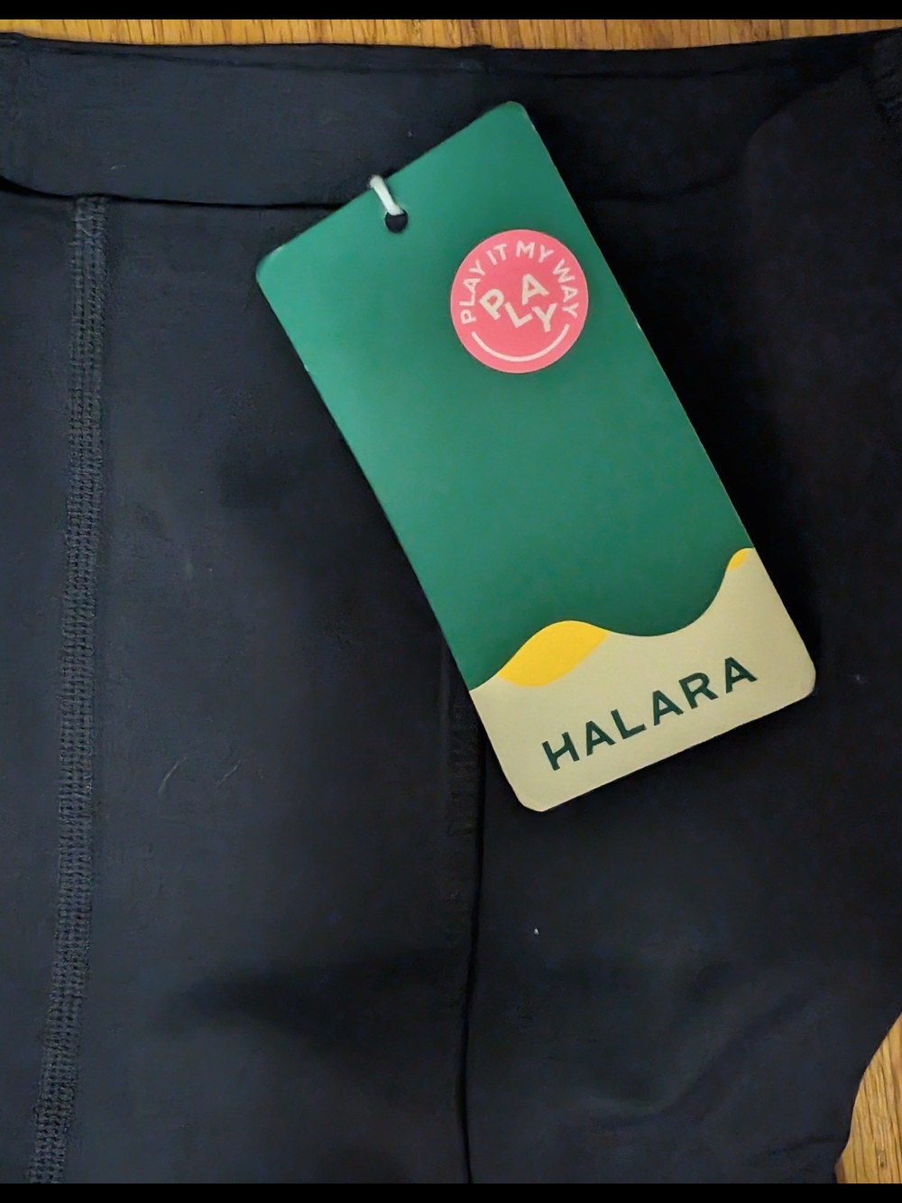 HALARA Black High-Waist Leggings With Black Buttons On Legs NWT